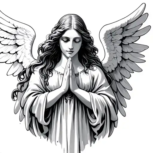 Female Angel Praying Hands