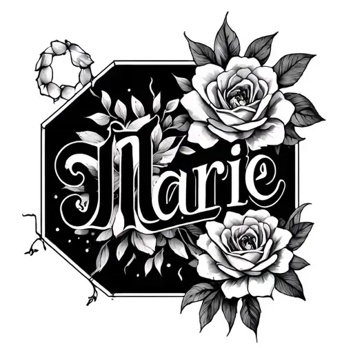 Hexagon Pattern With Marie Text In The Front
