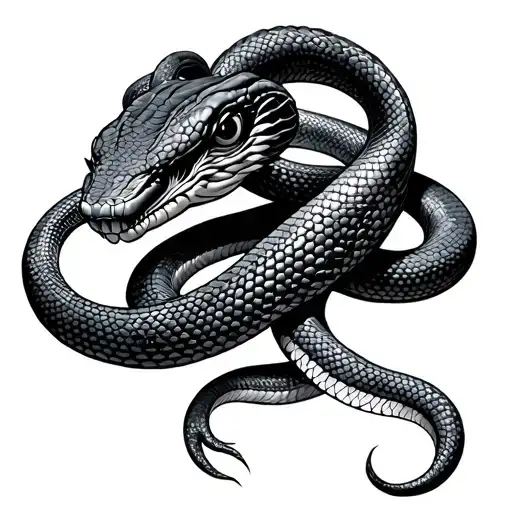 Cobra Snake Coiled With Flaps