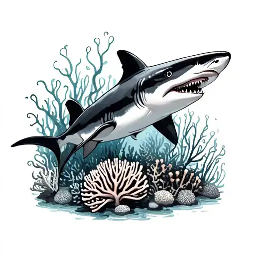 Coral Reef With Shark