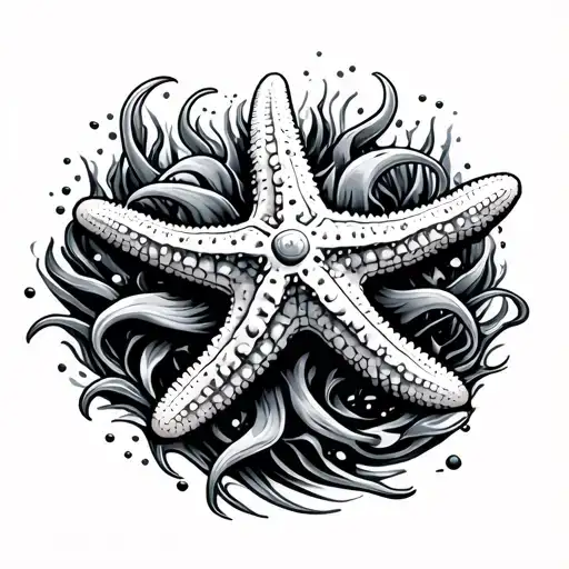 Starfish On Hand Tattoo Design