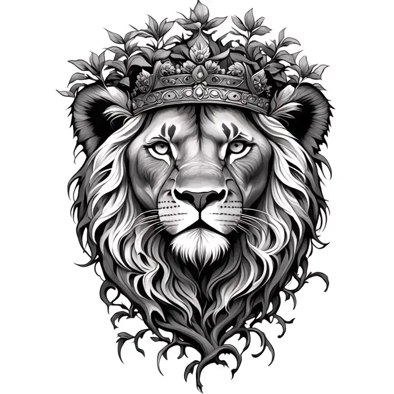 Crowned Lion Face Savannah Tree Growing