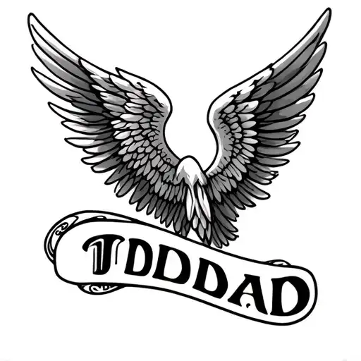 Wing Of The Angel And The Inscription Dad