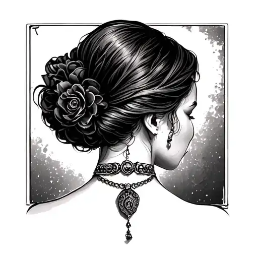 Vintage Thimbal Necklace On Back Of Woman's Neck