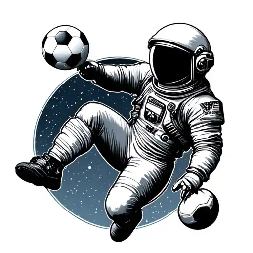 An Astronaut Kicking A Soccer Ball