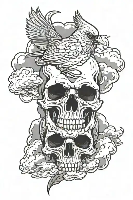 Skull Cardinal Storm Clouds