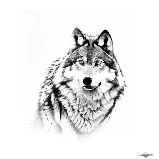 With Family Of Wolves Under A Tree