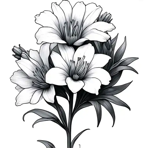 Fine Line Gladiolus And Aster Flower