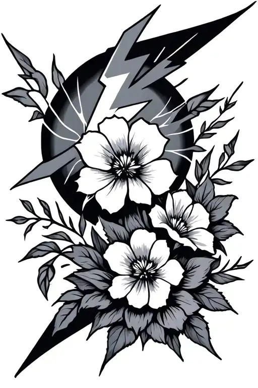 Lightning Bolts And Flowers Intertwined