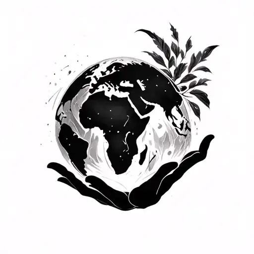 Full Shadow Sillouette Holding The World Tattoo Design