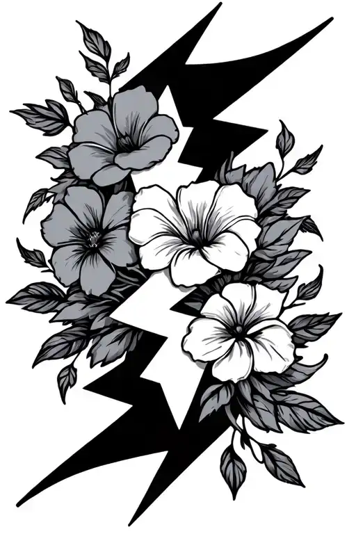 Lightning Bolts And Flowers Intertwined
