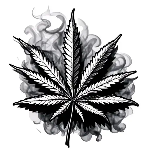 Marijuana Leaf In Foreground Smoke In Background