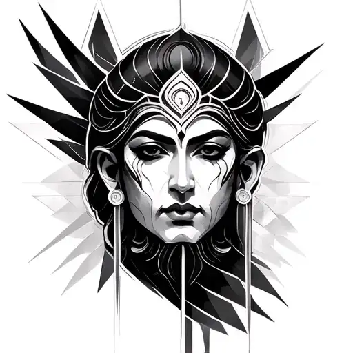 Demi God Face With Geometric Sketch