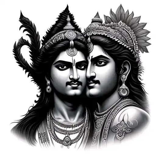 Lord Shiva And Lord Krishna Combined Tattoo Design