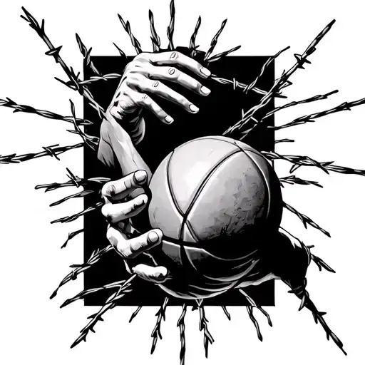 The Creation Of Adam With Barbed Wire Coming Aro De Basquetball