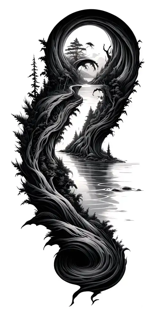 Winding River Nature Heavily Distorted