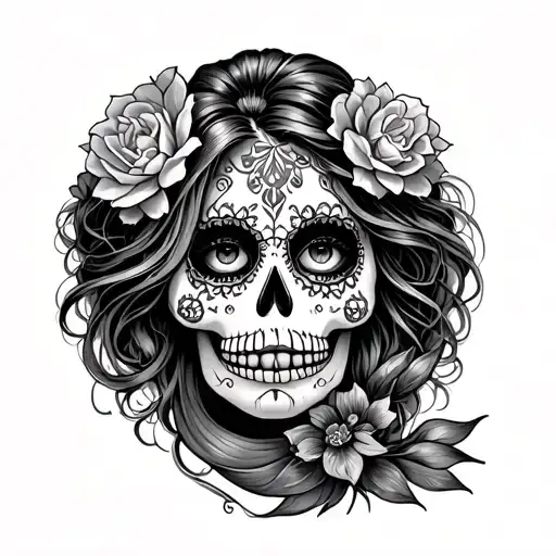 Mermaid Plus Day Of The Dead Calavera Face