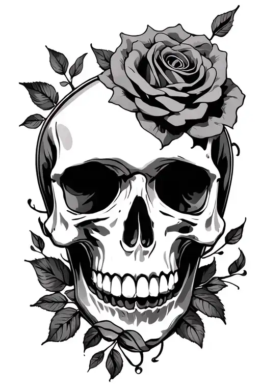 Skull And Roses Intertwined