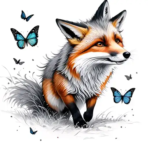 Fox Chasing Butterflies Into Different Seasons