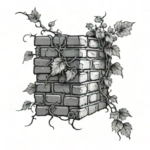 Graffiti Brick Wall Wrapped In Vine