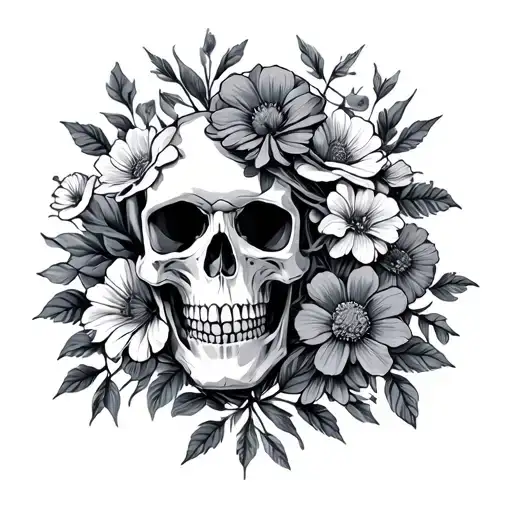 Skulls And Wild Flowers