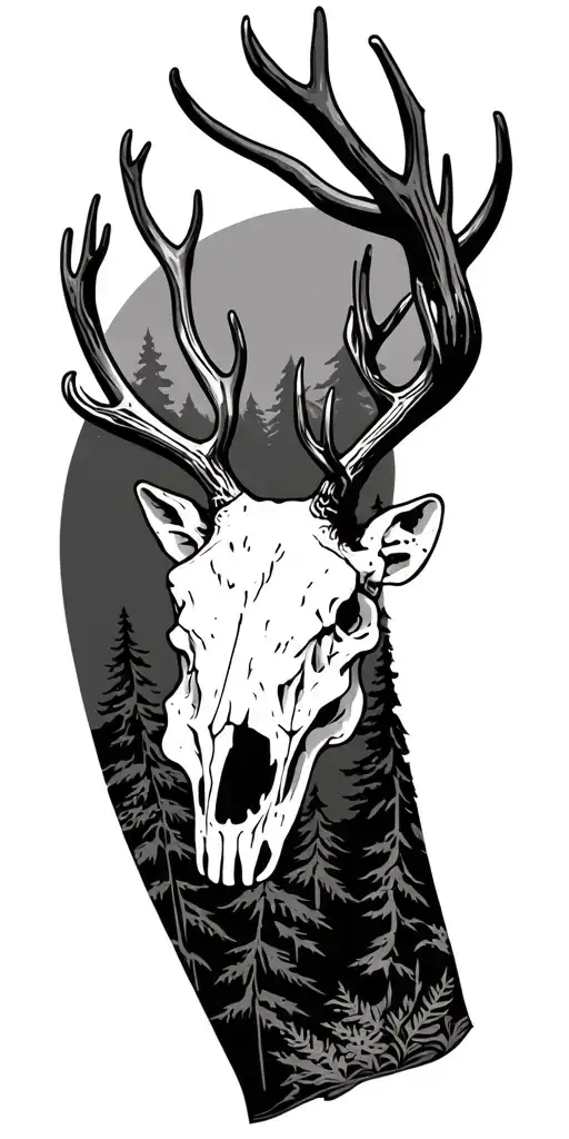 Deer Skull And Forest Arm Sleeve