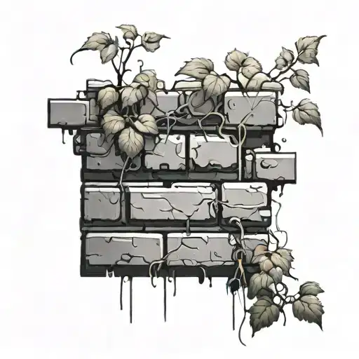 Graffiti Brick Wall Wrapped In Vine
