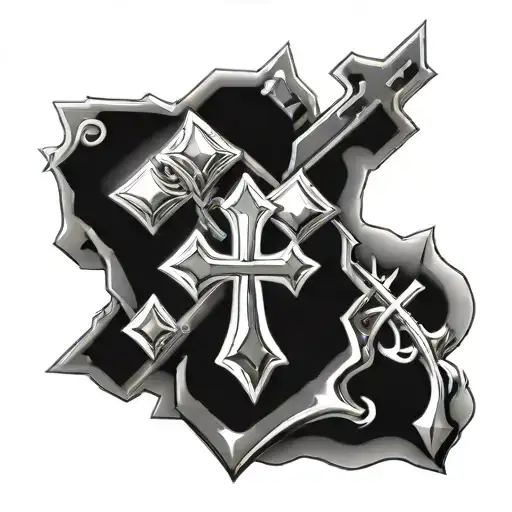 Double Black Diamond With White Crosses In Each
