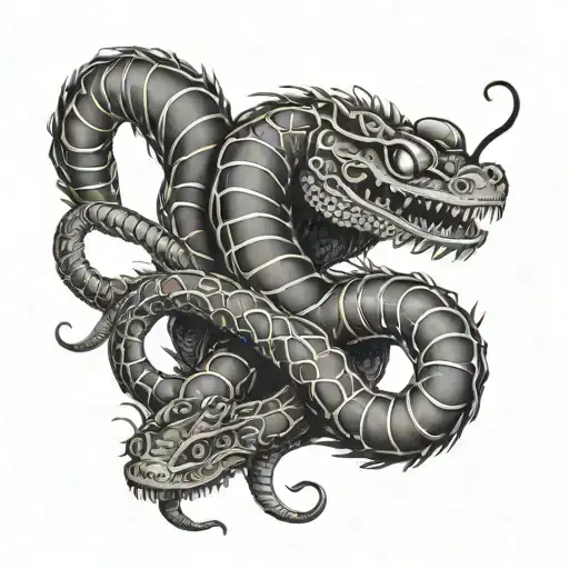 Centipede And Snake Intertwined