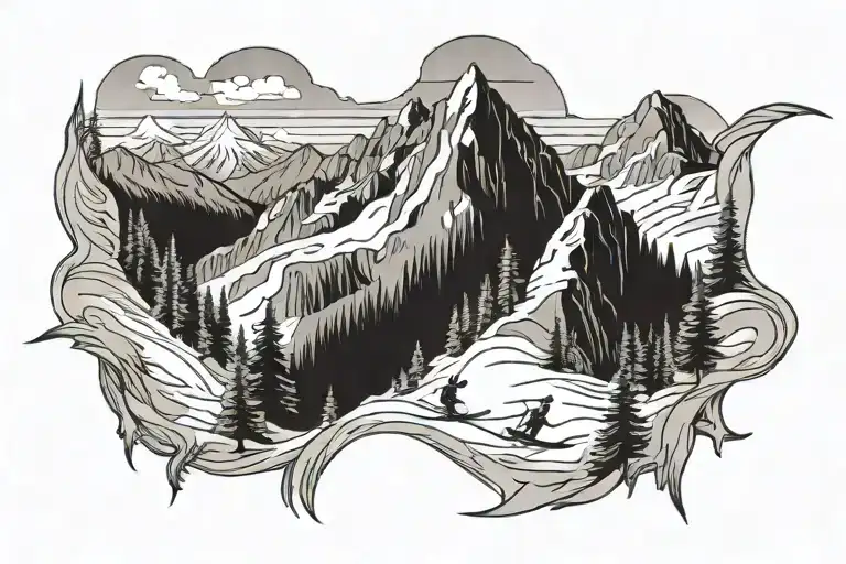 Backcountry Skiing Mountains Panorama