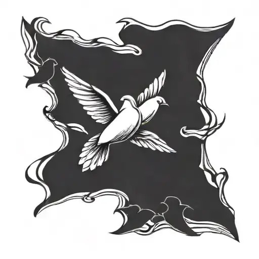 Small Doves Flying Minimalistic