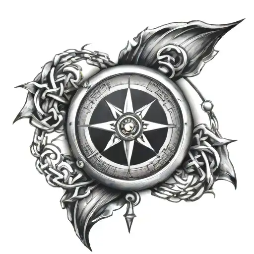 Compass Breaking Free From Chain Wrapped