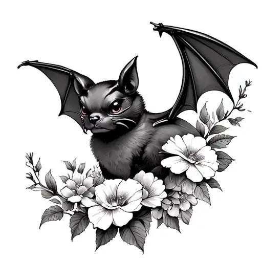 Bat With Flowers