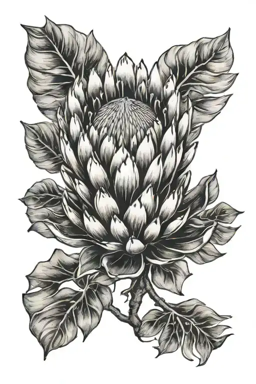 Protea Flower With Africa Continent
