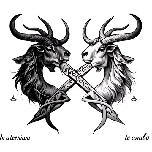 Create A Libra And Taurus Symbol Tattoo Intertwined With The Words In Aeternum Te Amabo In Cursive
