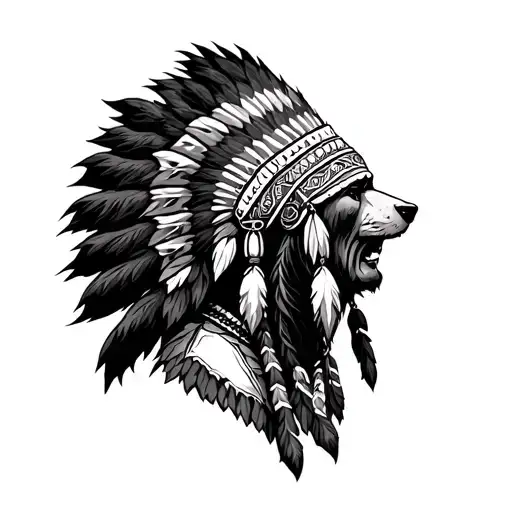 Indian With Bear Headdress