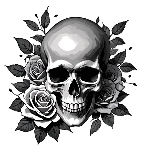 Skull And Roses Intertwined