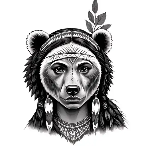 Native American Woman With Bear