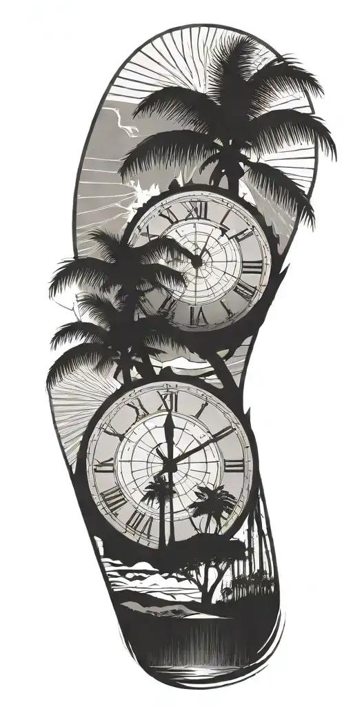 Sober Clock Concrete Palm Tree Silhouette