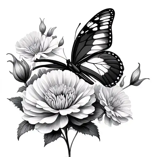 Carnation And Butterfly