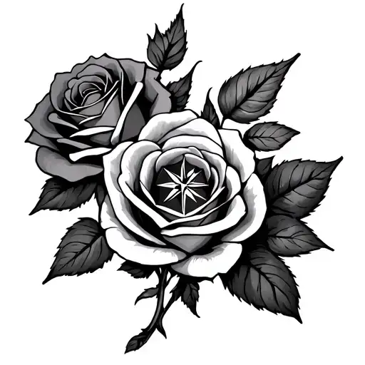 3Roses And Compass Intertwined