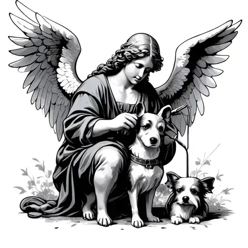 Angel With A Soldering Iron In His Hand And A Dog