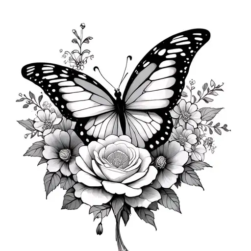 Tiara Flower Bouquet Butterfly Sleeve