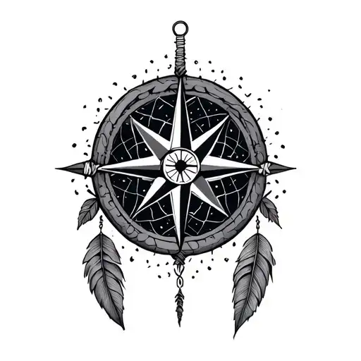 North Star And Compass Dream Catcher