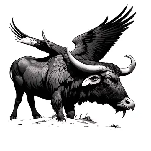 Carabao With American Bald Eagle
