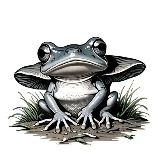 Frog Sitting On Mushroom