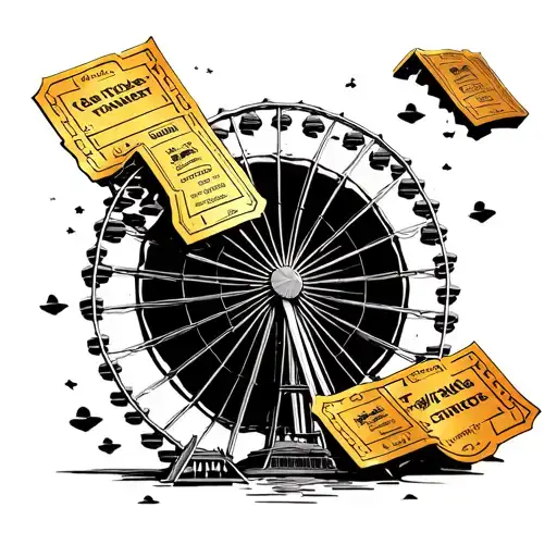 A Golden Ticket Disintegrating With Ferris Wheel Intertwined