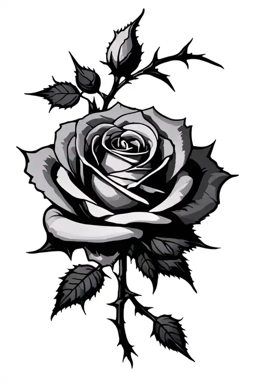 Rose With Thorns Simplistic Tattoo Based