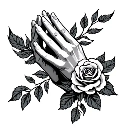 Praying Hands With Rosarie Wrapped Holy Spirit