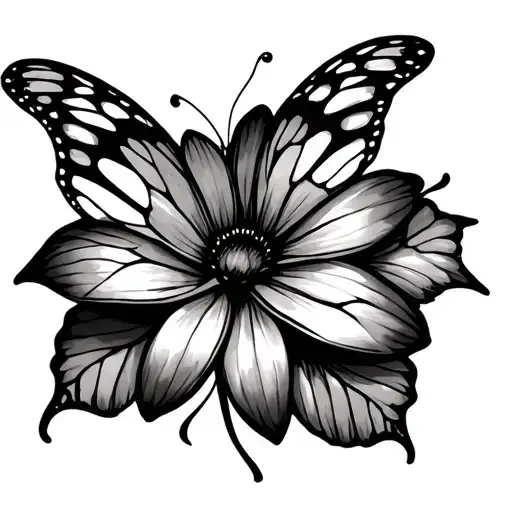 Flower Intertwined Butterflies